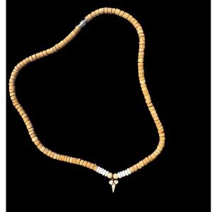 Beaded Sharktooth Necklace with White Accents